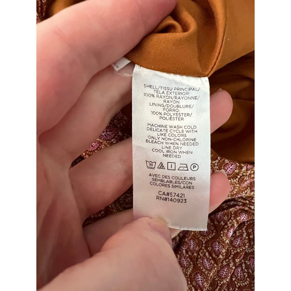 Ann Taylor Sarong Style Wrap Midi Skirt Rust Orange Print Knot Waist Women's 2P - Picture 4 of 11